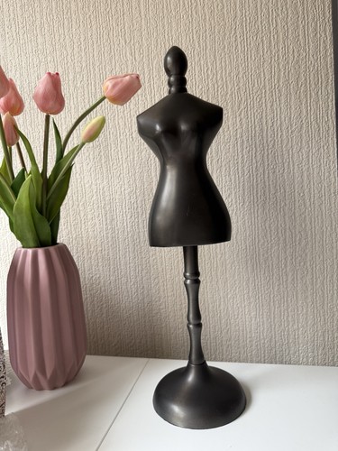 Female black mannequin torso - black,