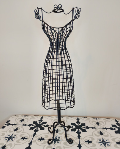 Black metal wire dress form - metal,